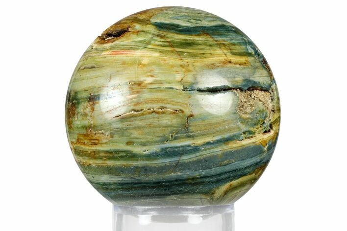 Gary Green Jasper (Larsonite) Bog Wood Sphere - Oregon #369042